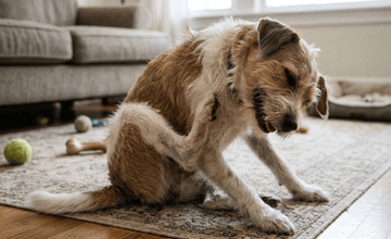 dog scratching himself because of flea bites