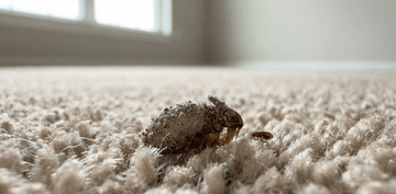 flea living wihtout a host on a carpet